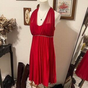 Vintage‎ (NWT) 2000s Y2K Valentines Red Pleated Glam Cocktail Dress